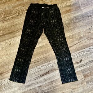 Bebe Black Textured Lace Pants/Leggings Size P